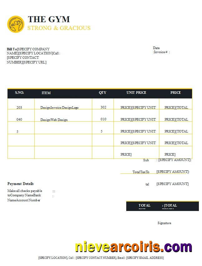 Free Gym Invoice